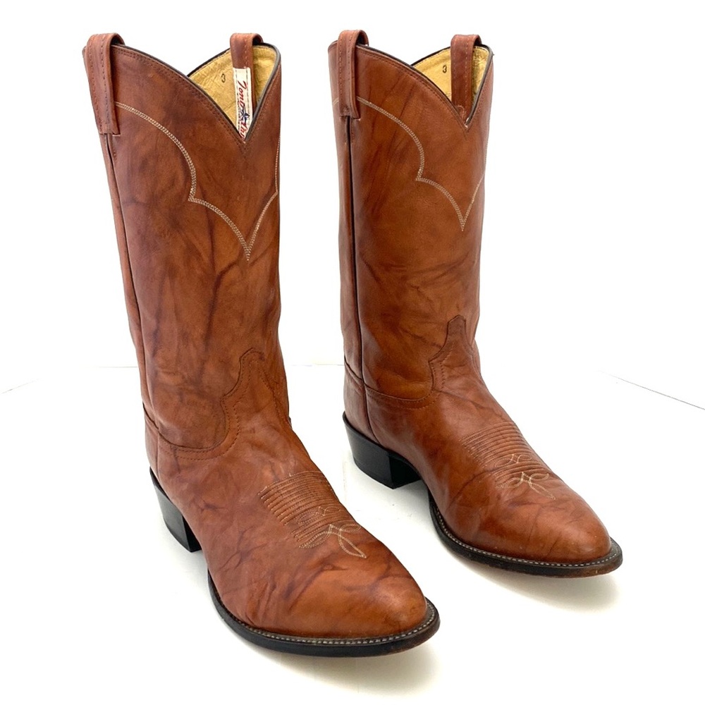Tony Lama Men’s Handcrafted Marbled Brown Leather Western Cowboy Boot